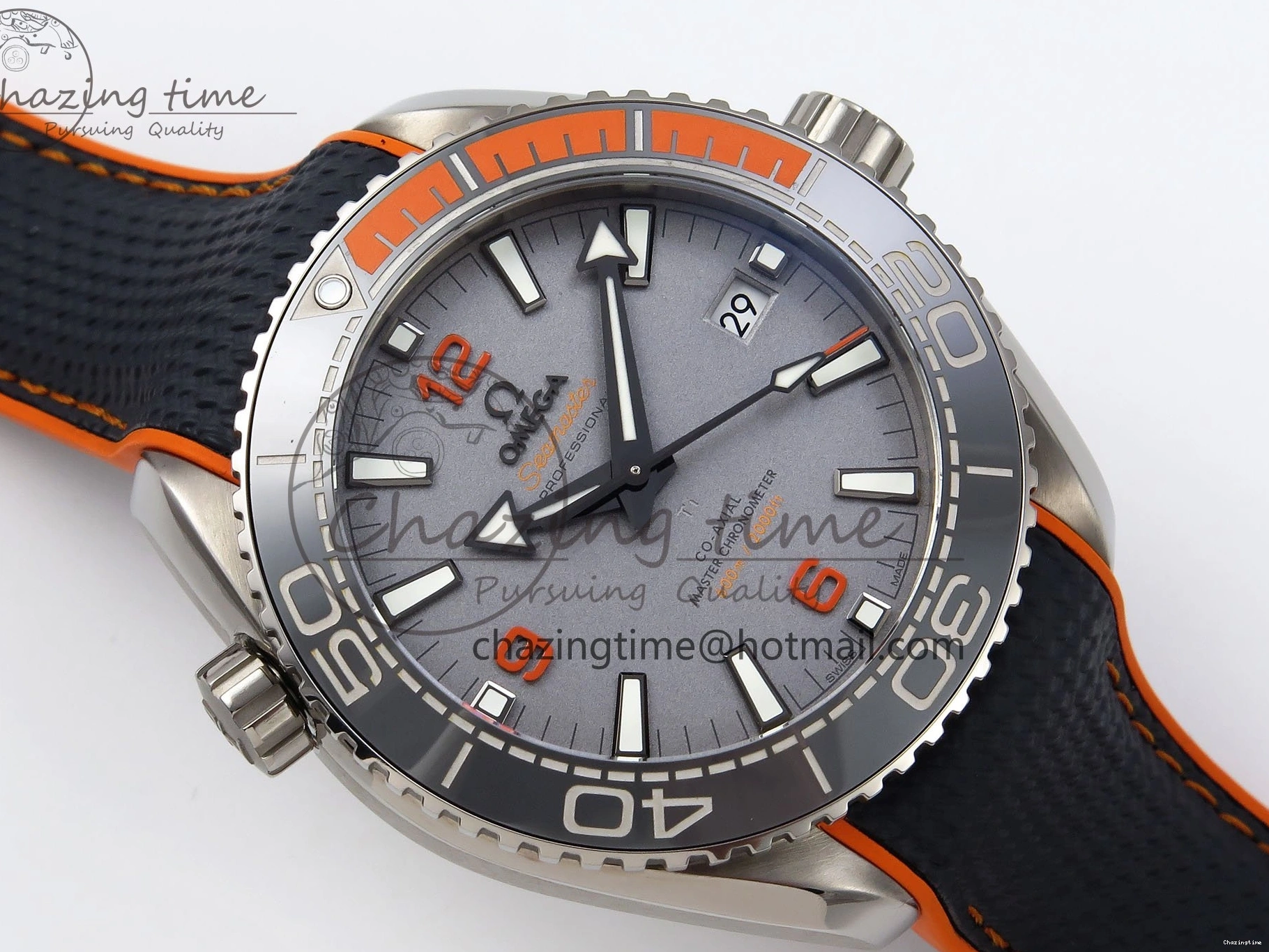 1226 Comfortable Planet Ocean 43.5mm SS VSF 1:1 Best Edition Black Orange Bezel Gray Dial on Nylon Strap A8900 Super Clone V 7730